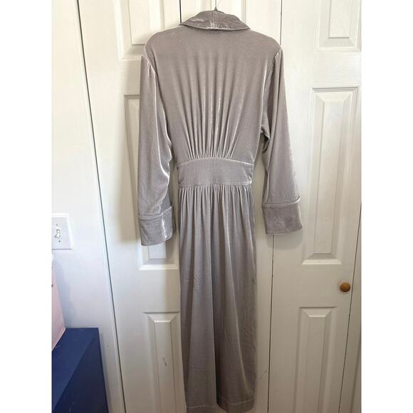 Soft Surroundings Silver Gray Velvet Silk Blend Soft Luxe Midi Length Robe XS - Picture 8 of 10